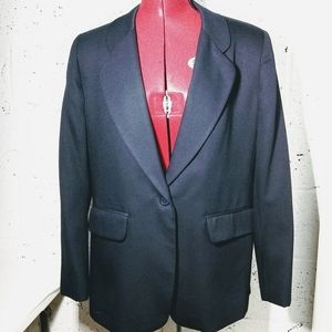 Koret Vintage Sz 10 Long Wool Blend Navy Blazer